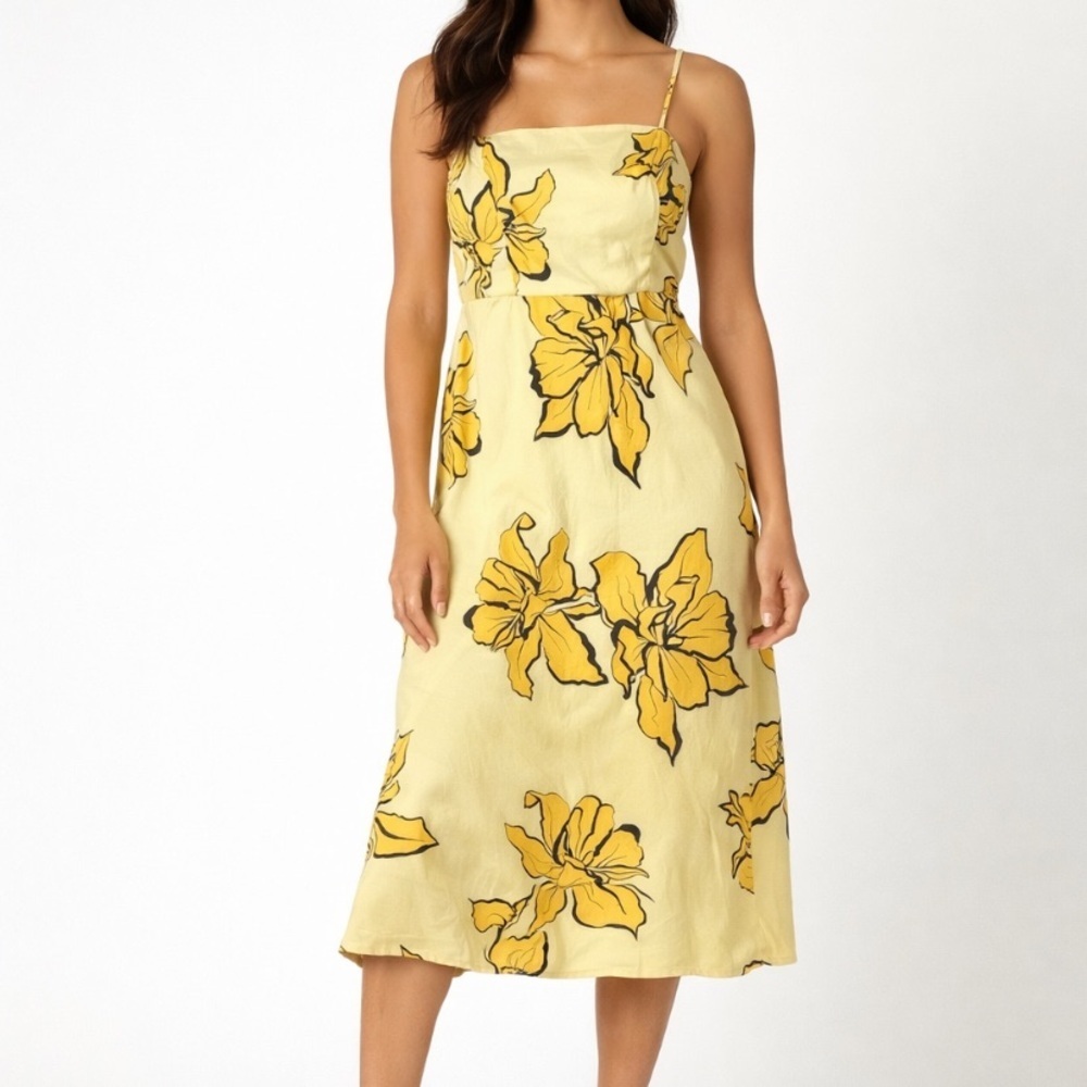 Anthropologie Hutch  Yellow Floral Midi Dress size 4